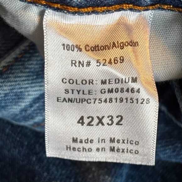 George Regular Fit Medium Blue Denim Jeans Men’s 42x32 100% Cotton 5 Pocket - Picture 5 of 6